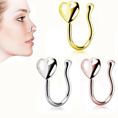 China 2022 CLASSIC Heart Shape Stainless Steel Non Piercing Nose Ring Bulk Jewelry Belly for sale