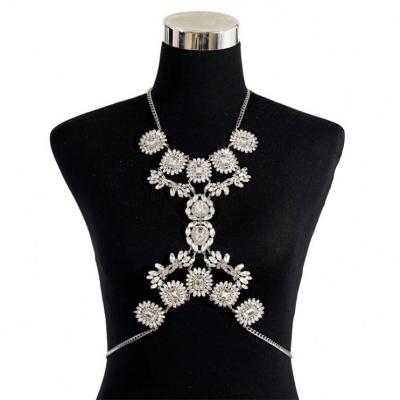 China Fashion Flower Crystal Body Chain Jewelry For Sexy Pretty Women Wholesale Sexy Alloy Body Accessories for sale