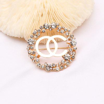 China Cloth Decoration Fashion Rhinestone Designer Brooches And Pins Jewelry CC Brooch Luxury Women for sale