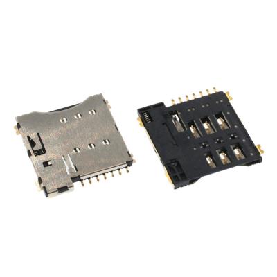 China PCB SIM Push-Push H1.35 6P Type MICRO with CD Pin Card Socket Connector for sale