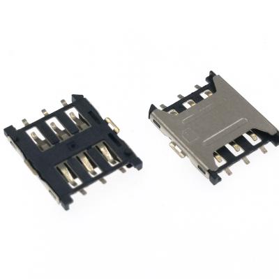 China Support 6p H=1.35mm Sim Card Connector With Switch pcb card slot nano for sale