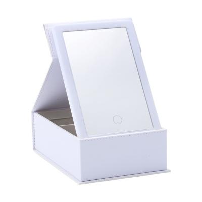 China Lighted Exceptional High Performance Customized PU Portable 60 Lights LED Make up Mirror With Box for sale