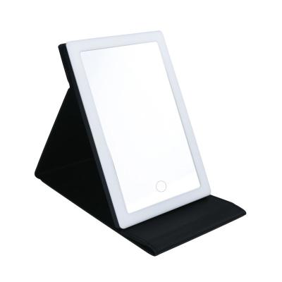 China Lighted New 2023 Good quality Ultra thin version PU Portable 80 Lights LED Mirror Foldable Makeup Mirror for sale