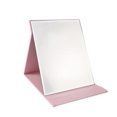 China Personalized Outdoor beauty  Black Pink  Multi color Customizable  leather Portable  Foldable  Desktop  Make up Mirror for sale