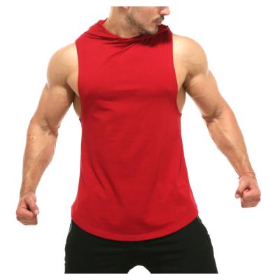 China Breathable Custom Running Quick Dry Spandex Fitness Hoodie Gym Tank Top Sleeveless Men Men for sale