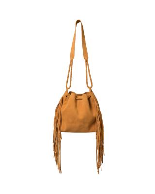 China High Quanlity Swinging Tassel Around Women's Cross - Leather Body Bag Weave Drawstrings Bag Bohemian Bucket Bag for sale