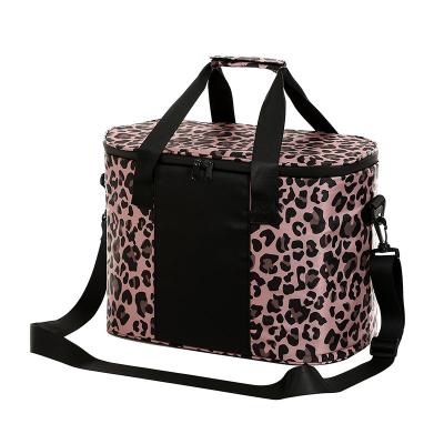 China Customized Shoulder Lunch Box Tote Wholesale Insulated Cooler Bag Leopard Picnic Bags for sale