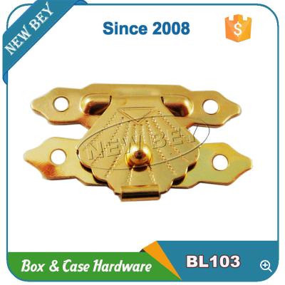 China Wholesale Wooden Lock Small Case Brass Color Small Case Jewelry Box Latch Wooden Cutout Lock for sale