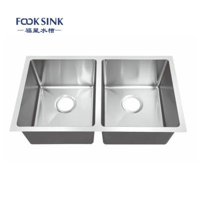 China Popular Item Undermount Double Sinks Stainless Steel Handmade Kitchen Sinks for sale