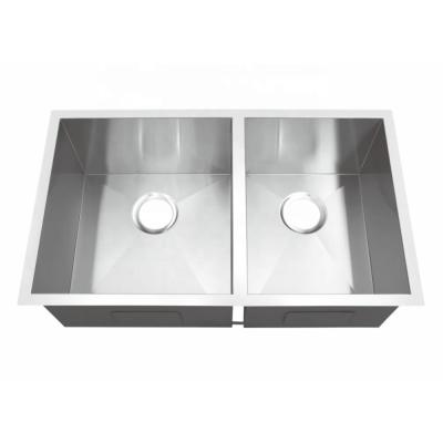 China Satin Finish Kitchen Sinks Stainless Steel Undermount Double Bowl for sale