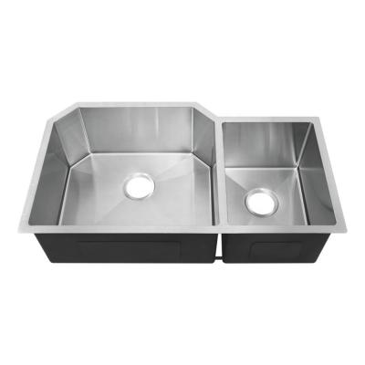 China 35''*20'' Brushed Stainless Steel Undermount Sink , Double Basin Utility Sink for sale