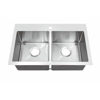 China Rectangular Top Mount Kitchen Sink , High End Stainless Steel Sinks With Faucet for sale