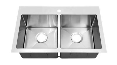 China La cocina doble del cuenco de la pulgada de Topmount 30X19 hunde la instalación fácil en venta