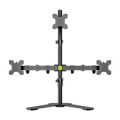 China Steel Monitor Arm Three Monitor Stand Ergonomics Design Height Adjustable for sale