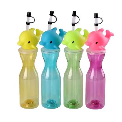 China New Design Christmas Hard Sustainable Child Clear PET Plastic Cup With Straw for sale