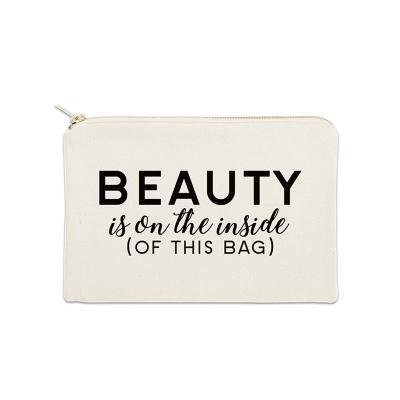 China Fashion Travel Canvas Cosmetic Bag Makeup Bag Custom Printed Cosmetic Bag With Low MOQ for sale