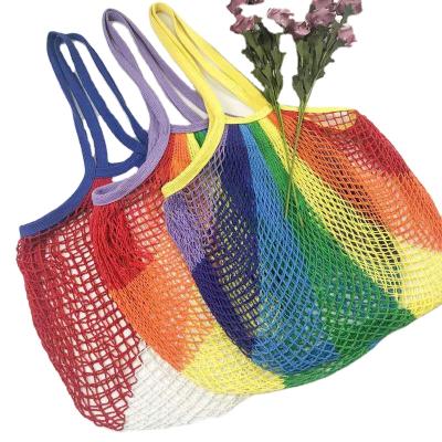 China 100% Cotton Net Shopping Bag Cotton Mesh Bag Washable String Bag Organic Reusable Organizer for sale