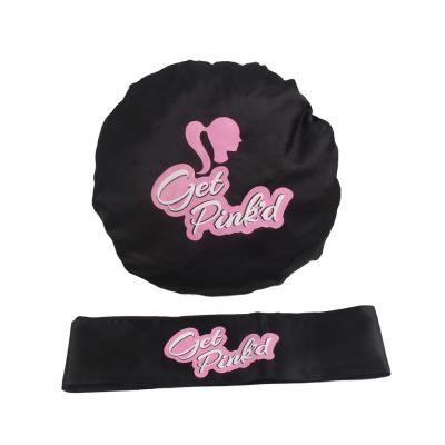 China Custom Logo Luxury Adjustable Braid Headbands Plush Women Designer Satin Bag Hair Caps for sale