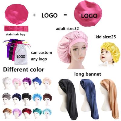 China Custom Logo Hair Protecting Reversible Satin Plush Shower Hat Luxury Elastic Band Silk Hood For Women for sale