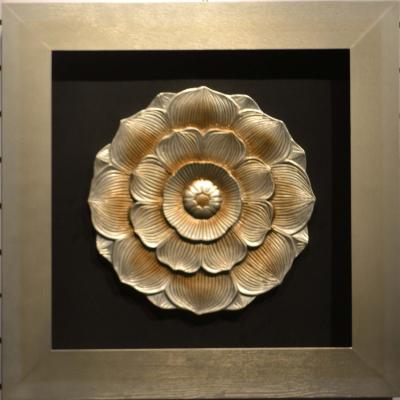 China Modern Interior Art Sticker Decoration Art Hanging Lotus Home Wall Frame Living Room New European Wood Gold Bedroom Wall Decor Display for sale