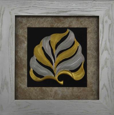 China Modern Wall Art 3d Shadow Box Wood Framed Gold Silver Artwork For Wall Decor for sale