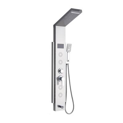 China With High Quality Wholesale Silver Slide Bar Shower Faucet Temperature LED Screen Shower Panel Column for sale