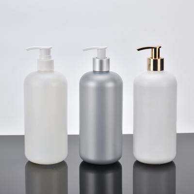 China Household Products Empty Opaque White Plastic Round HDPE Lotion Pump Bottle For Shampoo Body Lotion for sale