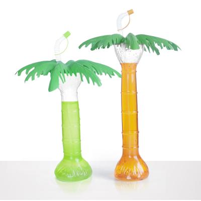 China 24oz Wholesale Disposable Reusable 16oz Slush Bottle Plam Tree Plastic Yard Glass Slush Cup for sale