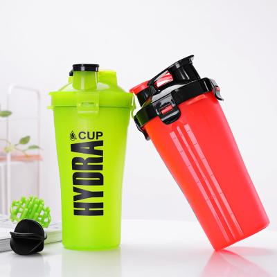 China Cheap Viable Plastic Gym Double Pack Sports Protein Shaker Bottle Wholesale Double Shaker Twin Cup for sale