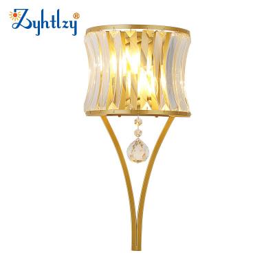 China Lighting Works 2022 Wholesale Postmodern Crystal Led Interior Black Gold Wall Sconce Lamp Bedside Wall Light For Bedroom Home Decor for sale