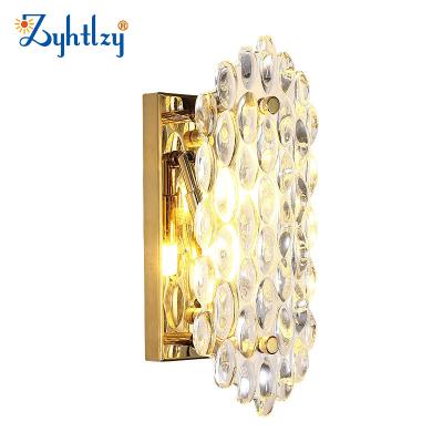 China Lighting Works 2022 Cheap Price Gold Wall Lamp Sconce Wall Lamp Luxury Custom Crystal Indoor Decorative Reading Light For Hotel Living Room for sale