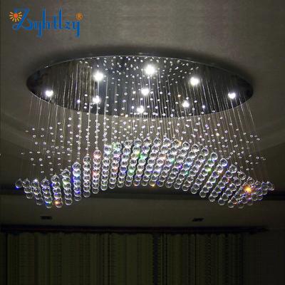 China Surface Mounted Large Wedding Banquet Lamp LED Hotel Custom Oval Crystal Chandeliers Crystal Ceiling Light for Living Room Bedroom for sale