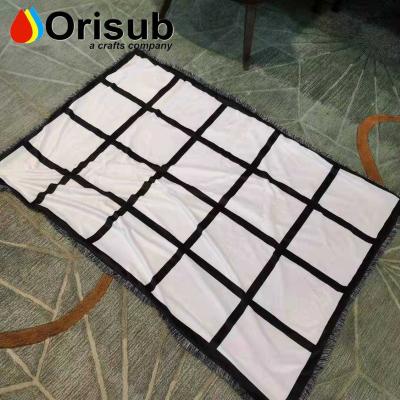 China PORTABLE Two Layer Soft Velvet 20 Panel Sublimation Blanket With Fringe for sale