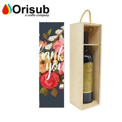 China Personalized handmade natural wooden wine box with sliding lid and handle for sublimation for sale