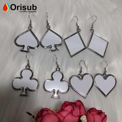 China blank for sublimation poker shape creative personalized empty earrings jewelry for sublimation for sale