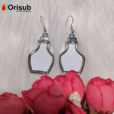 China blank for creative sublimation metal bottle shape earrings for dye sublimation for sale