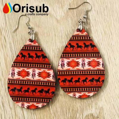 China Blank For Sublimation Orisub Teardrop MDF Wooden Dangle Earrings for sale