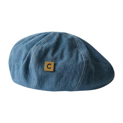 China Custom French Picture Spring Flat Peaked Womens Vintage Chic Blue Womens Homme Beret Cap Hats for sale