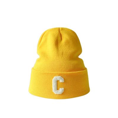 China COMMON Made Custom 100% Cotton Acrylic Embroidery Cuffed Hat Winter Knitted Beanies Warm Sport Adult Hat for sale