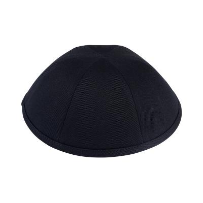 China Cotton 6 Panel Ethnic Black Kippah With Staples Jewish Jewish Kippah Kippah Hat Kippah for sale