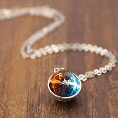 China CLASSIC Anime Peripheral Jewelry Hokage Ball Time Gem Sasuke NarutoUzumaki Double Sided Glass Pendant Necklace for sale