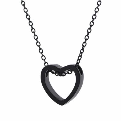 China TRENDY Hollow Heart Shaped Couples Necklace Valentine's Jewelry Stainless Steel Necklace for sale