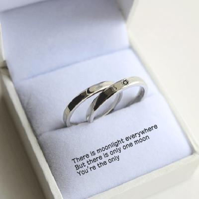 China CLASSIC New Design Custom Writing Sun And Moon Love Couples Simple Adjustable Snapping Ring for sale