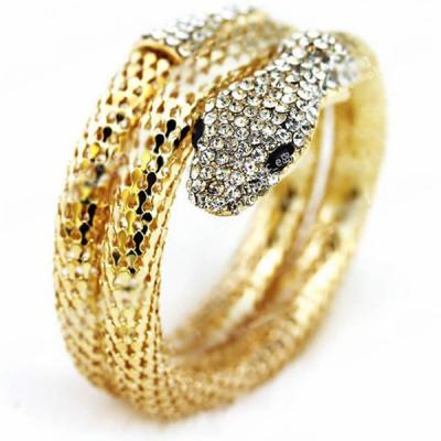 China Vintage Snake Shape Exaggerated Fashion Full Diamond Multilayer Bracelet for sale