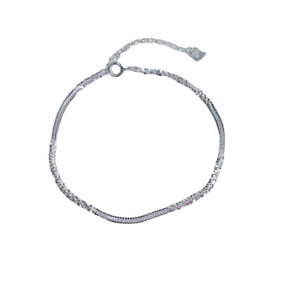 China Pure vintage S925 hemp bracelet silver shimmer women 2021 new INS cold wind high-class hand ornaments for sale