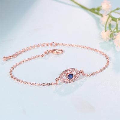 China New Design CLASSIC Rose Gold Islamic Muslim Evil Eye Adjustable Bracelets Pave Zircon Iced Out Bracelet For Women for sale