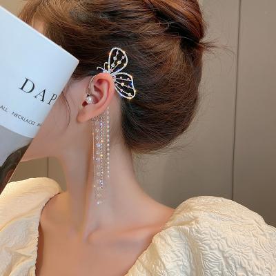 China 2021 Fashion New Summer Fashion Super Fairy Ear Long Cut No Pierced Ears Butterfly Earring Jewelry Gift for sale