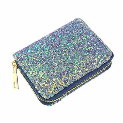 China Lady Short Zipper Wallet Student Coin Clutch Wallet Others Laser Diamond Sequin PU Fluorescent Women Colorful Female Children Purse for sale