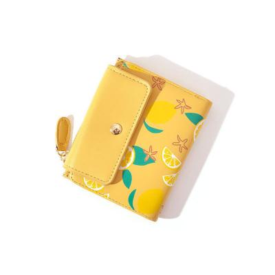 China RFID Women Leather Student Coin Purse New Ladies Wallet PU Shorts Cute Small Triple Wallet Fashion Single Coin Purse for sale