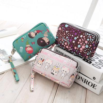 China Anti-theft Women's Wallet Made Of Denim Card Holder Clip Pure Color Small Coin Clip Portable Money Bag Clutch Coin Pocket 3 Compartment for sale